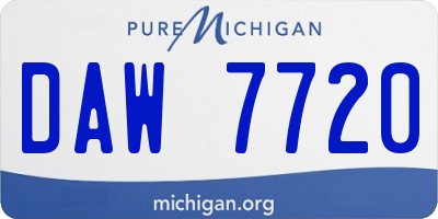 MI license plate DAW7720
