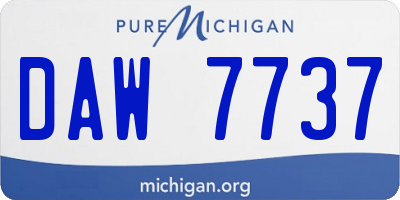 MI license plate DAW7737