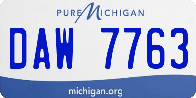 MI license plate DAW7763