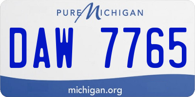 MI license plate DAW7765