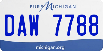 MI license plate DAW7788