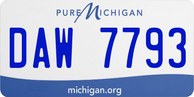 MI license plate DAW7793