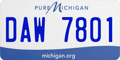 MI license plate DAW7801