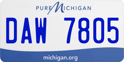 MI license plate DAW7805