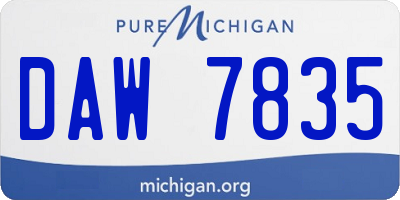 MI license plate DAW7835
