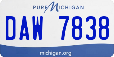 MI license plate DAW7838