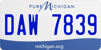 MI license plate DAW7839
