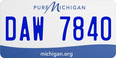 MI license plate DAW7840