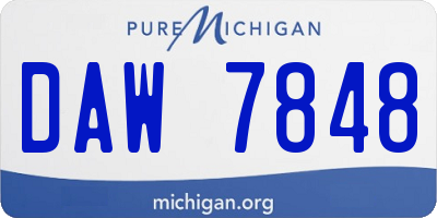 MI license plate DAW7848