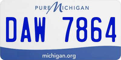 MI license plate DAW7864