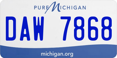 MI license plate DAW7868