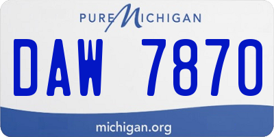 MI license plate DAW7870