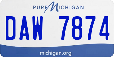 MI license plate DAW7874