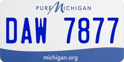 MI license plate DAW7877