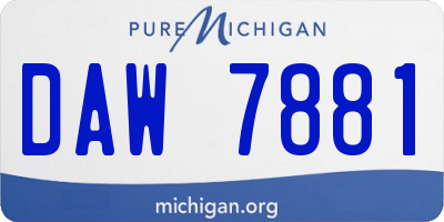 MI license plate DAW7881