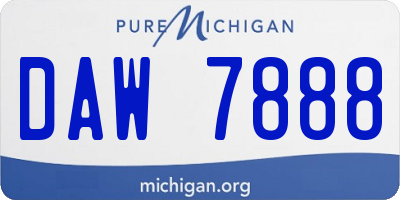 MI license plate DAW7888