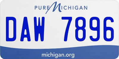 MI license plate DAW7896