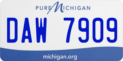 MI license plate DAW7909