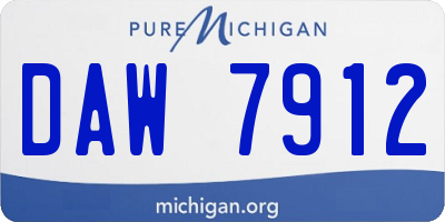 MI license plate DAW7912
