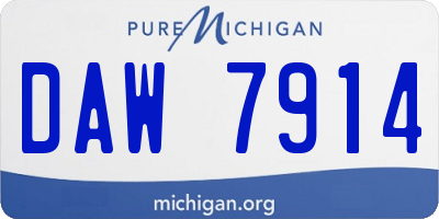 MI license plate DAW7914
