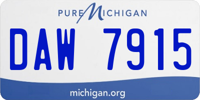 MI license plate DAW7915