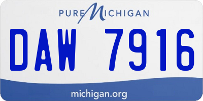 MI license plate DAW7916
