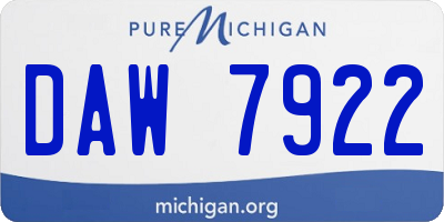 MI license plate DAW7922