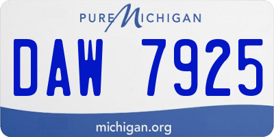 MI license plate DAW7925