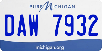 MI license plate DAW7932