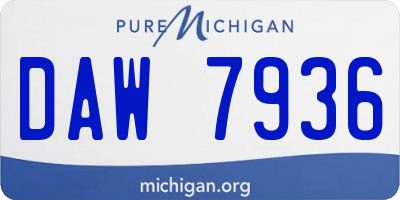 MI license plate DAW7936