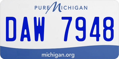 MI license plate DAW7948