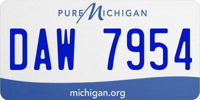 MI license plate DAW7954