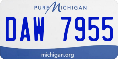MI license plate DAW7955
