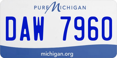 MI license plate DAW7960