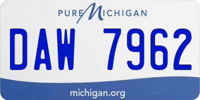 MI license plate DAW7962