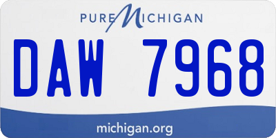 MI license plate DAW7968