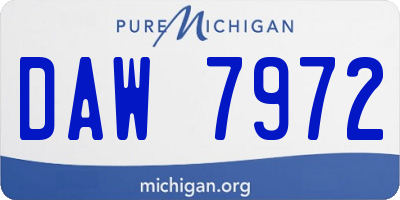 MI license plate DAW7972