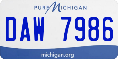 MI license plate DAW7986