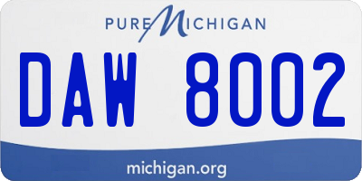 MI license plate DAW8002