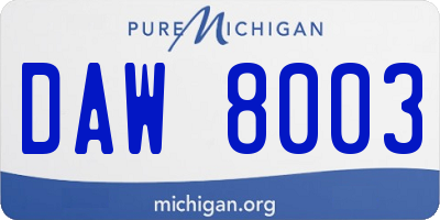 MI license plate DAW8003