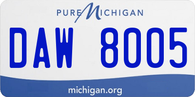 MI license plate DAW8005