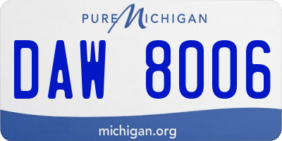 MI license plate DAW8006