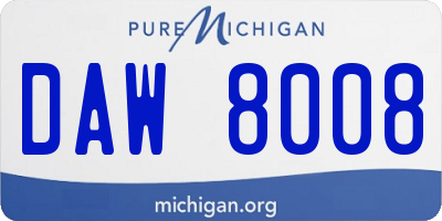 MI license plate DAW8008