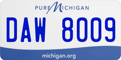 MI license plate DAW8009