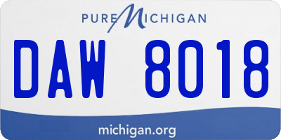 MI license plate DAW8018