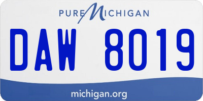 MI license plate DAW8019