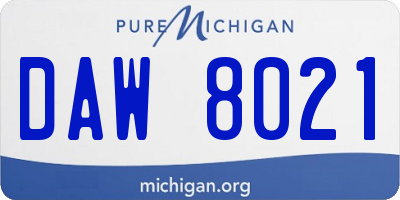 MI license plate DAW8021