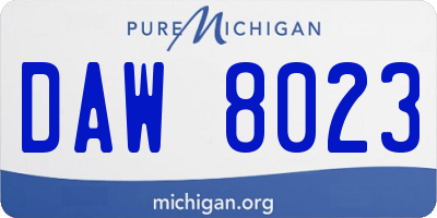 MI license plate DAW8023