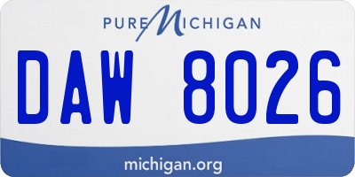 MI license plate DAW8026