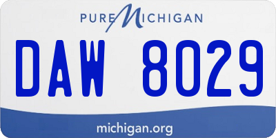 MI license plate DAW8029